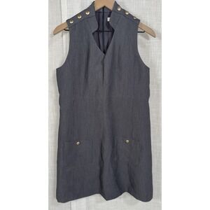 NEW Simply‎ Noelle S / M Women's Gray Collar Dress Snap Pockets OOAK NWT